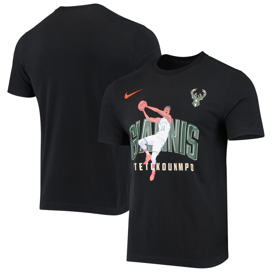 2020 NBA Men Giannis Antetokounmpo Milwaukee Bucks Nike Hero Performance TShirt  Black->nba t-shirts->Sports Accessory
